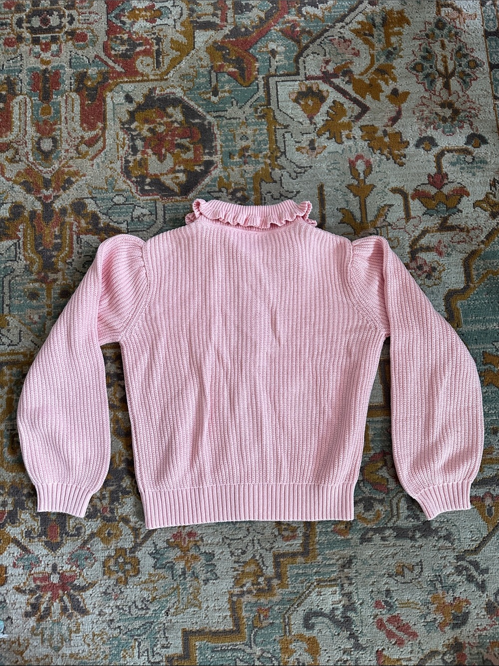 GAP Pink Ruffle-Collar Button Front Cardigan - Picture 4 of 6